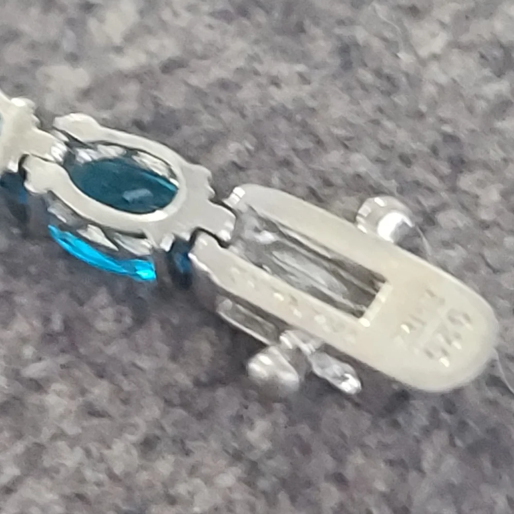 Blue Topaz And Sterling Silver Tennis Bracelet Women Jewelry, 8 Inch - Picture 7 of 8